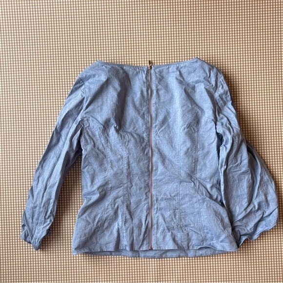 TIBI Women’s size 6 shirt top ruched sleeve. Back zipper. Cotton - Picture 13 of 14